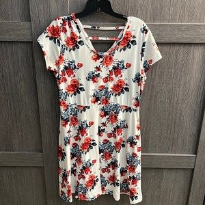 White floral midi dress